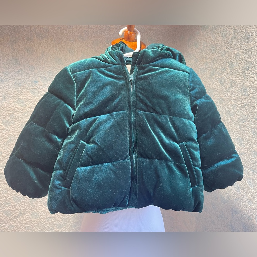 GYMBOREE BABY Teal Holiday Puffer Jacket w/ Hoodie Size 2T